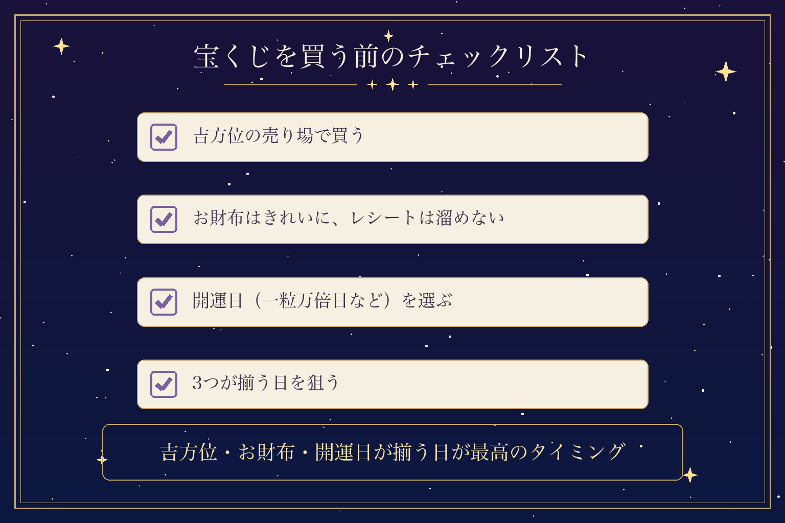 宝くじを買う前のチェックリスト