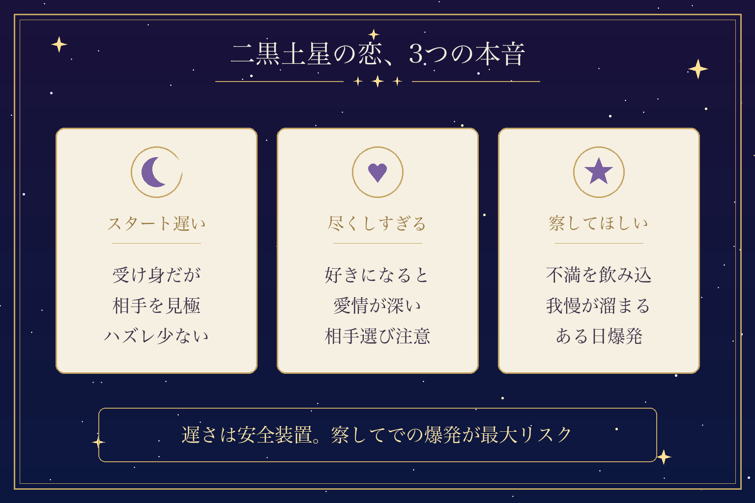 二黒土星の恋、3つの本音
